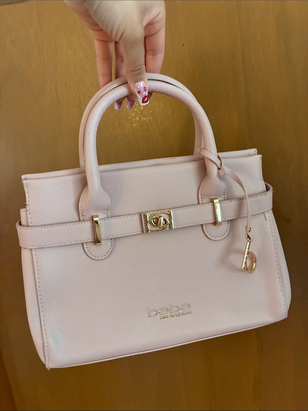 Bebe Blush Satchel with Gold Accents